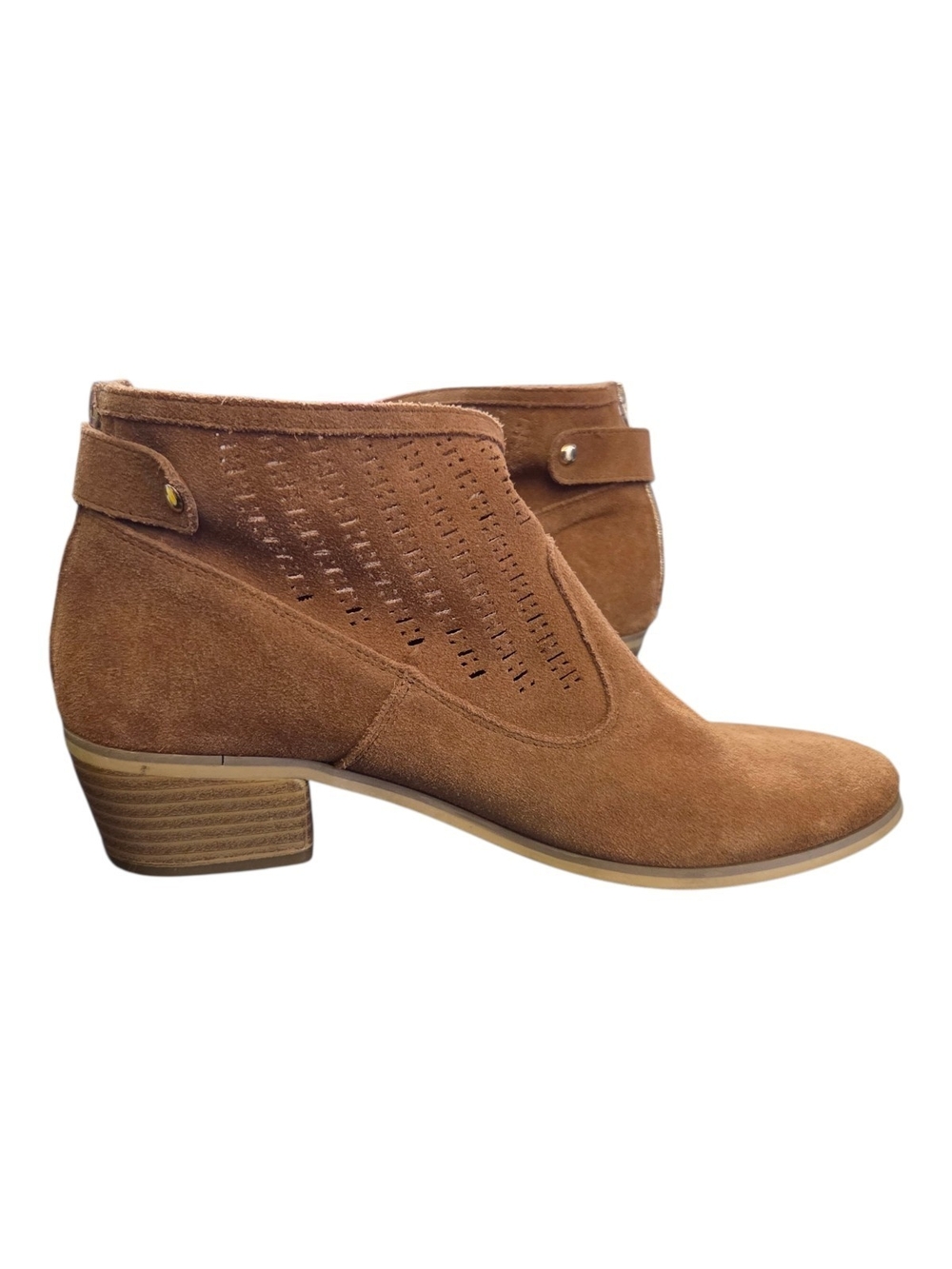 Denver Hayes Tan Suede Perforated Ankle Booties Size 8